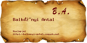 Balkányi Antal névjegykártya